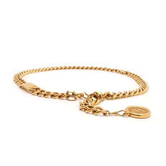 CHANEL Chain Belt Medallion Coco Mark 94P Black Gold Tone 33" France - Picture 2 of 10